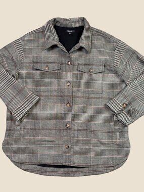 Madewell Bonded Flannel Shirt Jacket Cohancy Plaid Womens XL Button Up Shacket